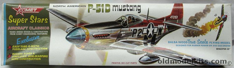 Comet North American P-51D Mustang - 22 inch Wingspan Gas or Rubber Powered Wooden Aircraft Kit, 1624-250 plastic model kit